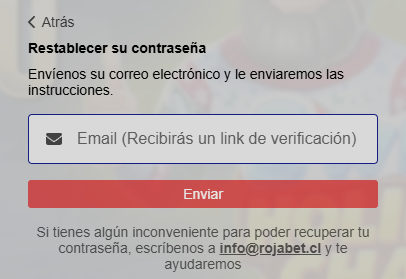 Recuperar contraseña de Rojabet