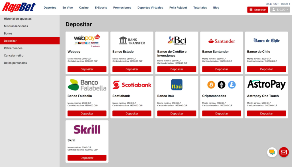 Rojabet depositar